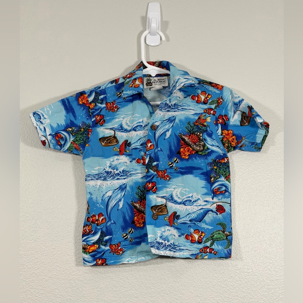 Aloha Republic Shirt Collared Button Down Hawaiian Underwater Nemo Toddler 12M